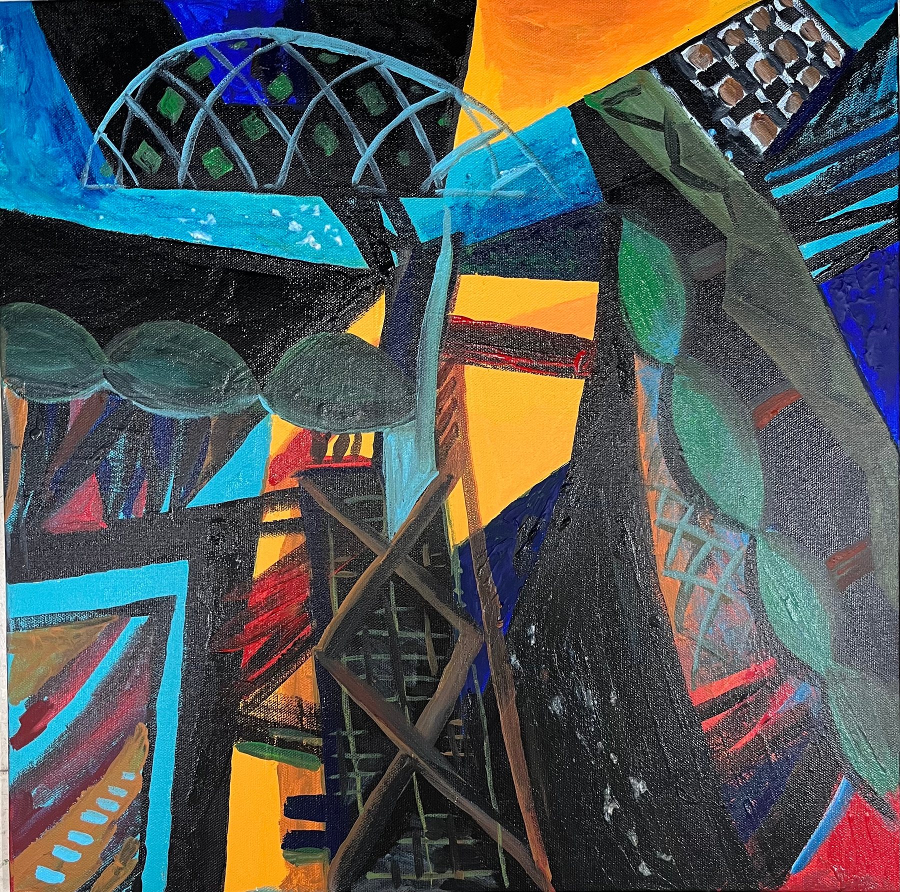 Chicago abstract, an angular acrylic city composition by Olga Sheyn