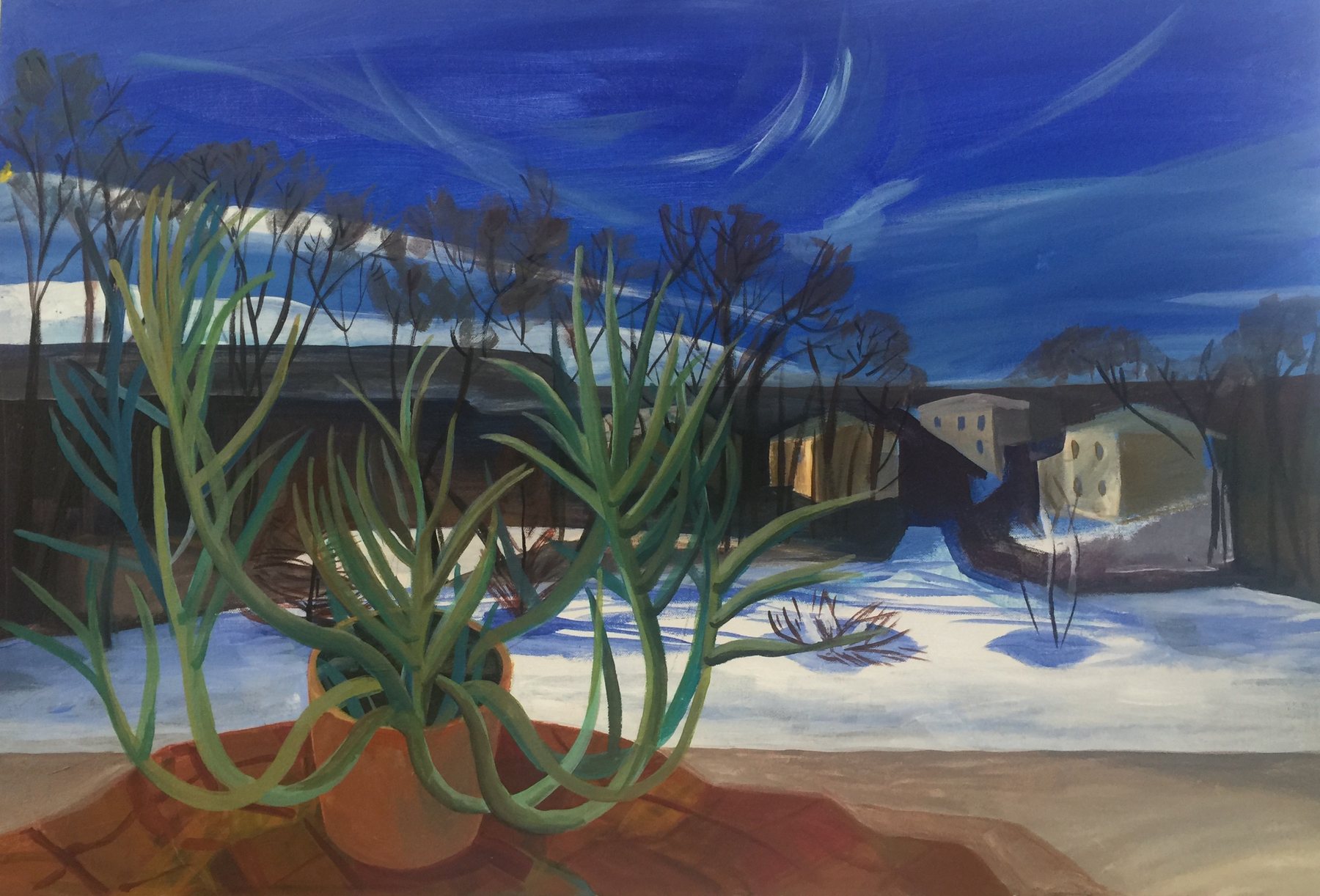 Winter in Lake Bluff, a snowy landscape painting