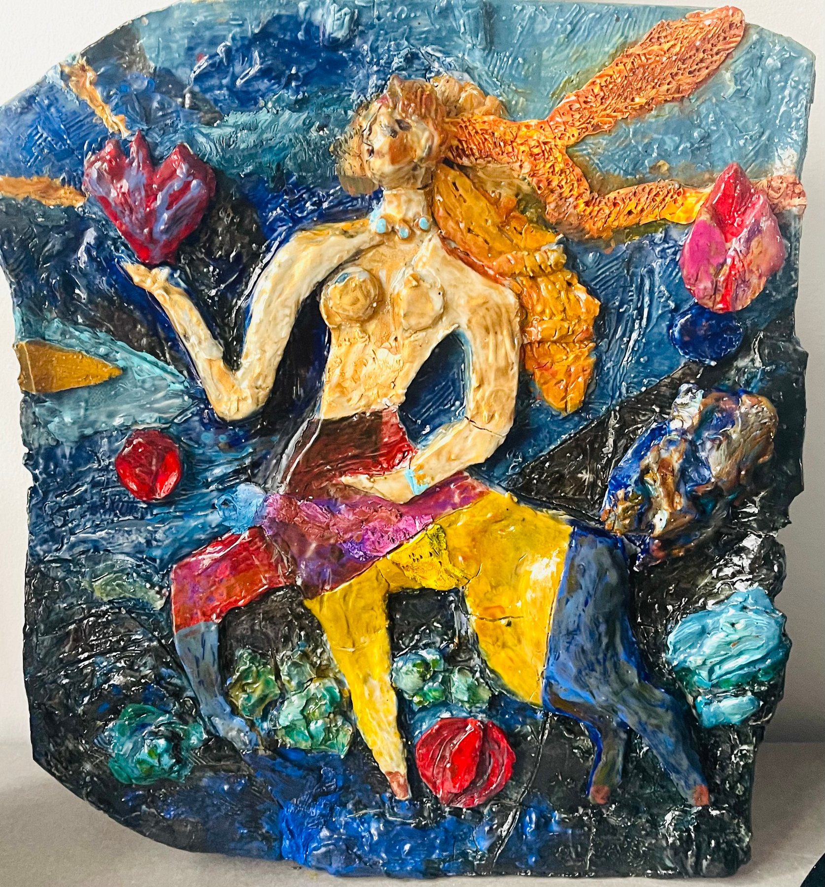Female Centaur, a colorful sculptural work by Olga Sheyn