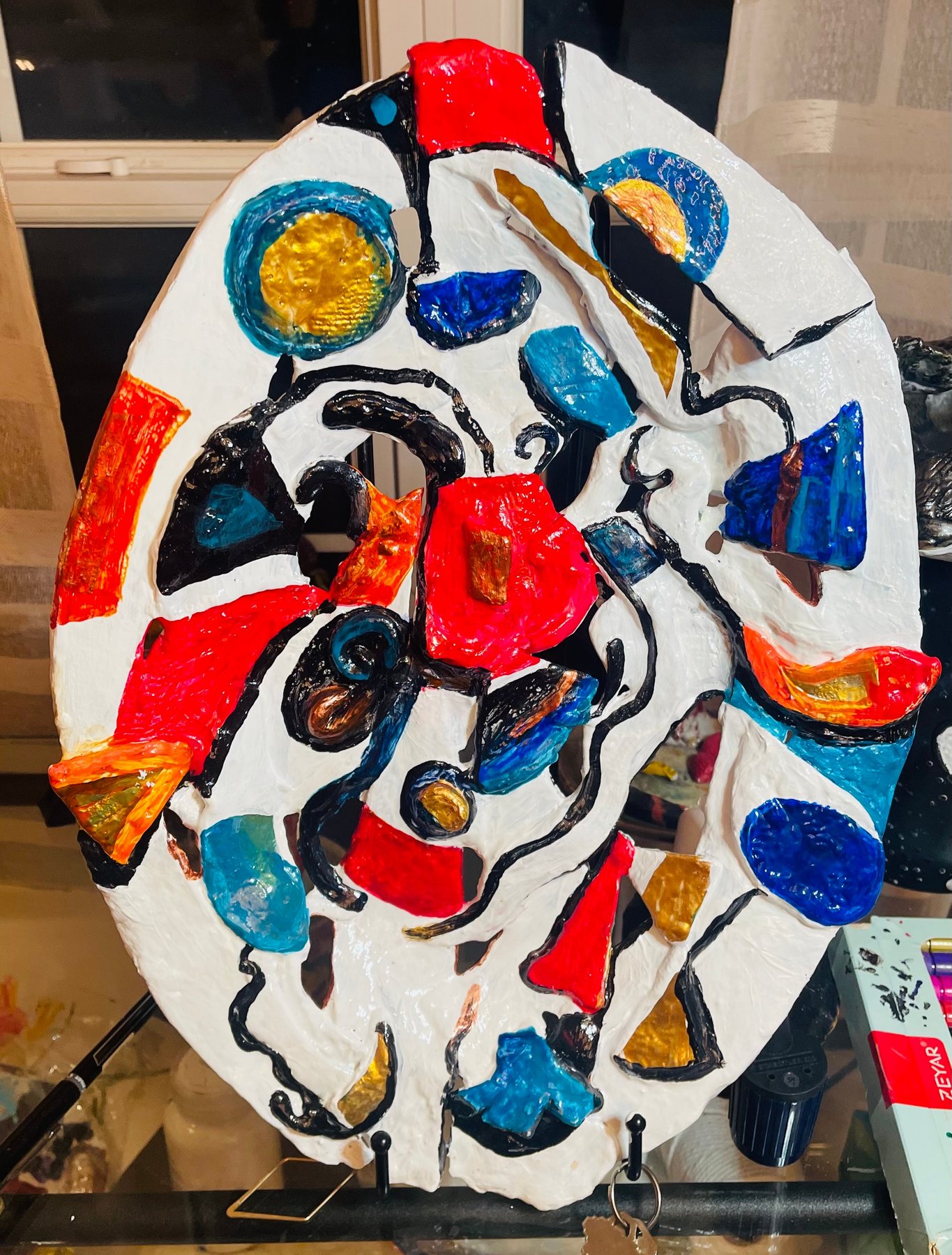 Plate Springs, a geometric painted ceramic plate