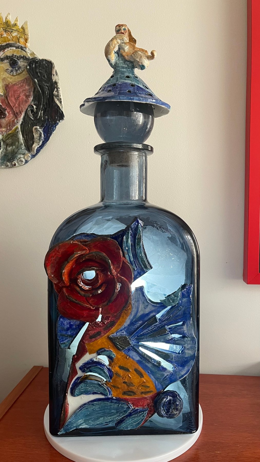 Night light Rose, a ceramic and glass light sculpture